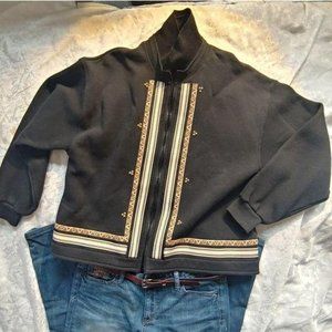 Vintage Zip-Up Tribal Detail Sweatshirt Large